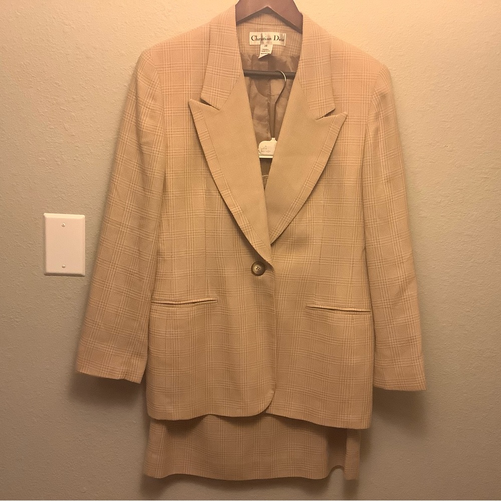 Dior Tan Blazer Classic Notched Lapels Wool Blend